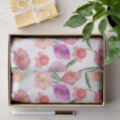 ピーチガーリーピンクパープルフローラ水彩 薄葉紙 (ギフト)