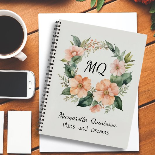 ピーチガーリーファズフローラ水カラーブラックモノグラム ノートブック