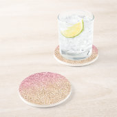 ピーチガーリー金ゴールドヒョウ印刷ピンクグリッターグリジー コースター (側面)