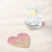 ピーチガーリー金ゴールドヒョウ印刷ピンクグリッターグリジー ペーパーコースター (インサイチュ)