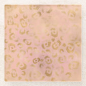 ピーチガーリー金ゴールドヒョウ ガラスコースター (正面)