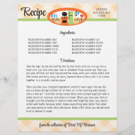 ピーチギンガムレトロレシピバインダーのインザー…