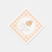 ピーチギンガム秋小さなカボチャが途中にある スタンダードカクテルナプキン (角)