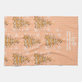 ピーチクリスマスツリークッキーベーキングクルー雪片 キッチンタオル (横)