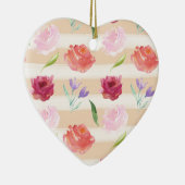 ピーチクリーストライプムの水彩花 セラミックオーナメント (右)