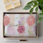 ピーチクリーストライプムの水彩花 薄葉紙 (ギフト)