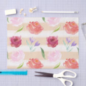 ピーチクリーストライプムの水彩花 薄葉紙 (クラフト)