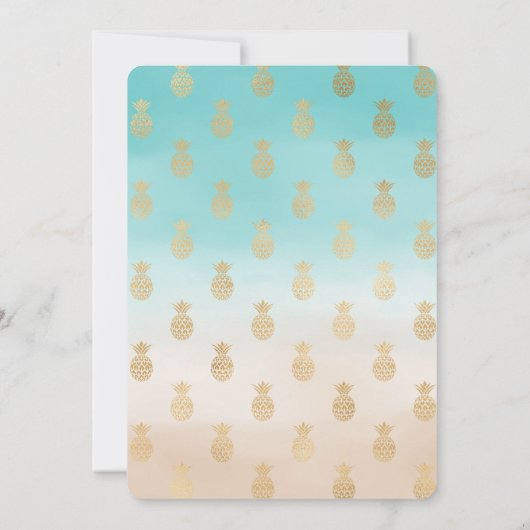 ピーチクリームアクアグラデーション金ゴールドパイナップル 招待状 (裏面)