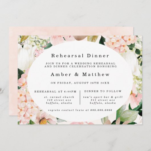 ピーチクリームアジンジーズチューリップリハーサルディナー 招待状 (正面/裏面)