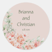ピーチクリームアンドセージグリーンフローラガーデン ラウンドシール (正面)