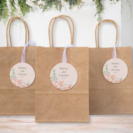 ピーチクリームアンドセージグリーンフローラガーデン ラウンドシール