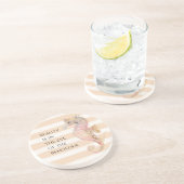 ピーチクリームウォーターカラービーチストライプ金ゴールドシーホース コースター (側面)