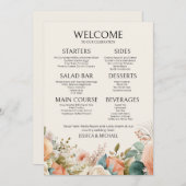 ピーチクリームウォーターカラー結婚フローラメニュー メニュー (正面/裏面)