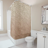 ピーチクリームグラデーション金ゴールドグリッターヒョウ柄    シャワーカーテン (インサイチュ)