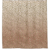 ピーチクリームグラデーション金ゴールドグリッターヒョウ柄    シャワーカーテン (正面)