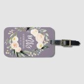 ピーチクリームグリーン水彩結婚フローラズミセス ラゲッジタグ (正面横)