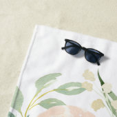 ピーチクリームグリーン水彩結婚フローラズ ビーチタオル (インサイチュ)