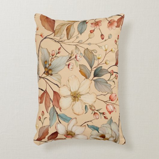 ピーチクリームコテージコアウォーターフローラ アクセントクッション (正面(垂直))
