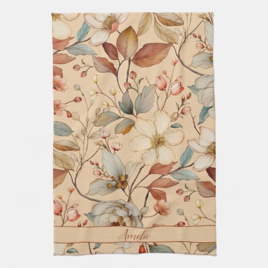 ピーチクリームコテージコアウォーターフローラ キッチンタオル (縦)