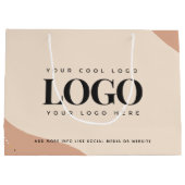 ピーチクリームゴールドドットカスタムロゴ大型ギフトバッグ ラージペーパーバッグ (裏面)