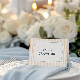 ピーチクリームストライプの結婚式 プレイスカード