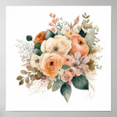 ピーチクリームテラコッタフローラボタニカルウォーター色 ポスター (正面)