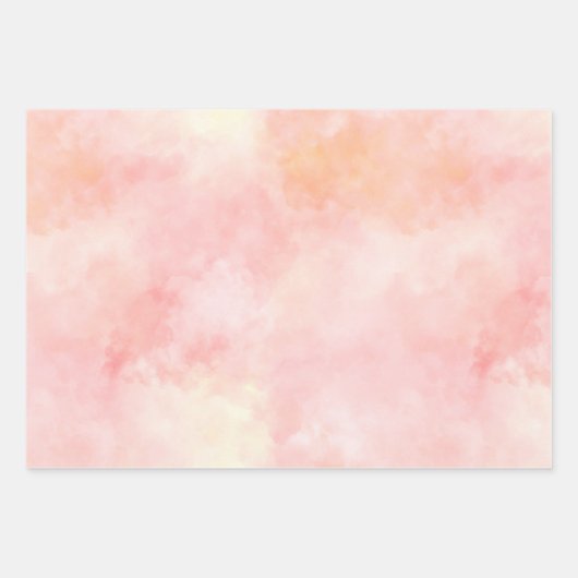 ピーチクリームピンクイエロー金ゴールドヒョウ印刷絞り染め ラッピングペーパーシート (正面2)