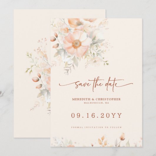 ピーチクリームフローラウォーター結婚カラー セーブザデート (正面/裏面)