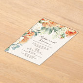 ピーチクリームフローラグリーナリーアーチリハーサルディナー アクリル招待状 (レイダウン)