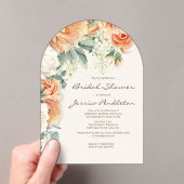 ピーチクリームフローラユーカリブライダルシャワー アクリル招待状 (インサイチュ (ポータブル))