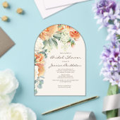 ピーチクリームフローラユーカリブライダルシャワー アクリル招待状 (インサイチュ (ウェディング))