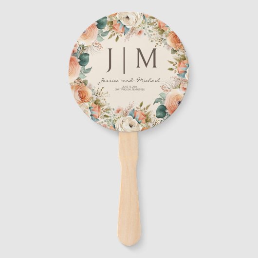 ピーチクリームフローラユーカリ結婚プトゥス ハンドファン (裏面)