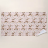 ピーチクリームボウ誕生日 ビーチタオル (正面)