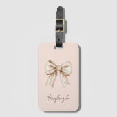 ピーチクリームボウ誕生日 ラゲッジタグ (正面縦)