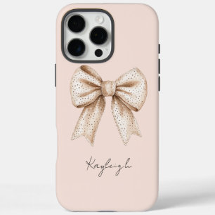 ピーチクリームボウ誕生日 iPhone 16 PRO MAXケース