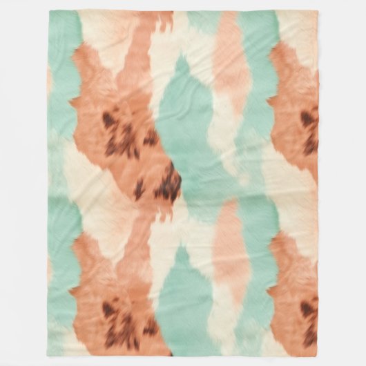 ピーチクリームミント女性のカーボーイコウィド フリースブランケット (正面)