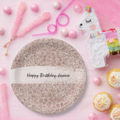 ピーチクリーム赤面ヒョウ印刷グリッター ペーパープレート (パーティー)