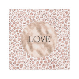 ピーチクリーム赤面ヒョウ印刷グリッター メタルプリント