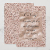 ピーチクリーム赤面ヒョウ印刷グリッター 招待状 (正面/裏面)