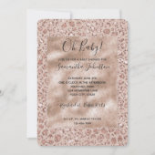 ピーチクリーム赤面ヒョウ印刷グリッター 招待状 (正面)