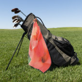 ピーチグラジオラス花 ゴルフタオル (グリーン)