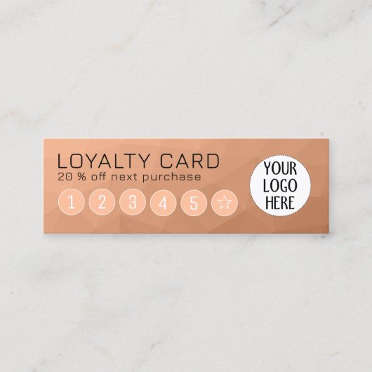 ピーチグラディエント幾何メッシュパターンのカスタムロゴ ロイヤリティカード (正面)