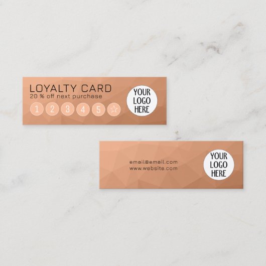 ピーチグラディエント幾何メッシュパターンのカスタムロゴ ロイヤリティカード (正面/裏面)