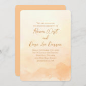 ピーチグラデーションウォー絵を描タ結婚ー 招待状 (正面/裏面)