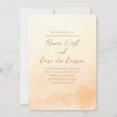 ピーチグラデーションウォー絵を描タ結婚ー 招待状 (正面)
