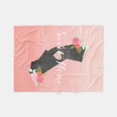 ピーチグラデーションカリフォルニア州&可動ハート フリースブランケット (正面(横))