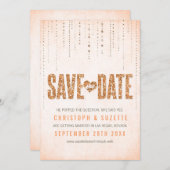 ピーチグリッターのデザイン Save The Date セーブザデート (正面/裏面)