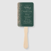 ピーチグリッターエッジエメラルドグリーン結婚式 プログラム ハンドファン (正面)