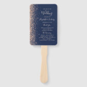 ピーチグリッターエッジネイビーブルー結婚式 プログラム ハンドファン (正面)