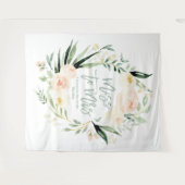 ピーチグリーンの花柄のブライズシャワー Miss to Mrs タペストリー (正面(横))